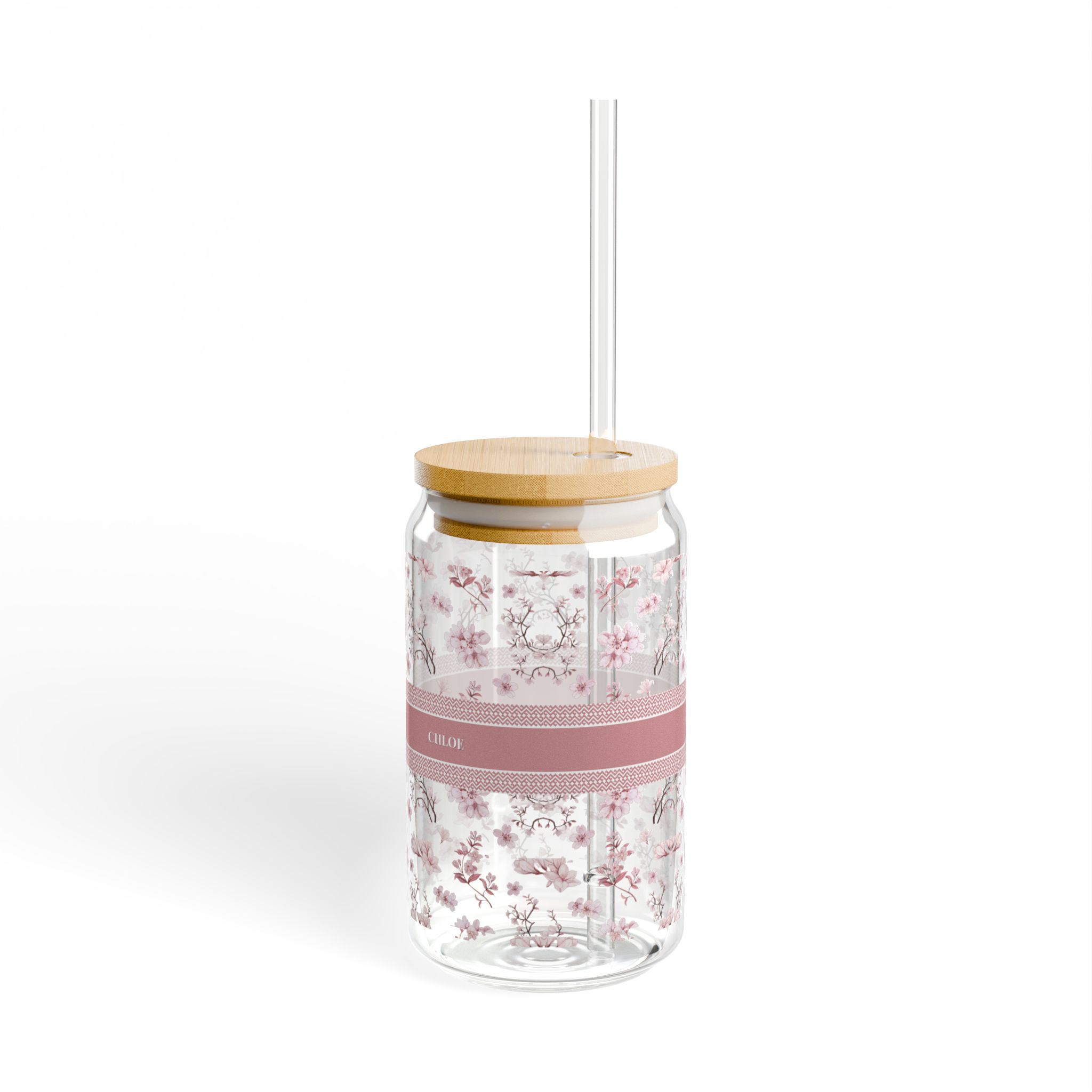 16oz floral sipper glass with bamboo lid & straw – blue vintage chintz design 16oz floral sipper glass with bamboo lid & straw – blue vintage chintz design