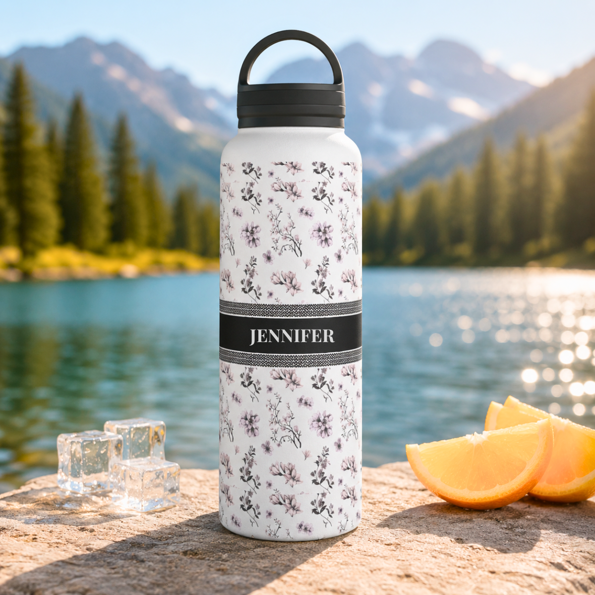 personalized floral stainless steel water bottle with handle lid personalized floral stainless steel water bottle with handle lid