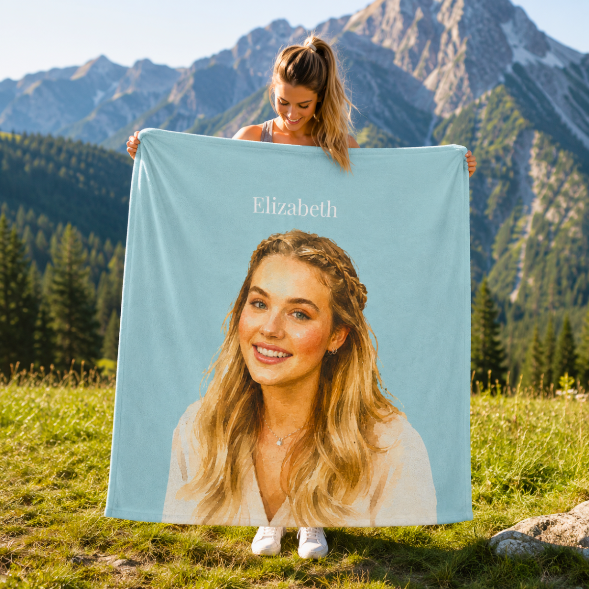custom photo color blanket using photo + name custom photo color blanket using photo + name
