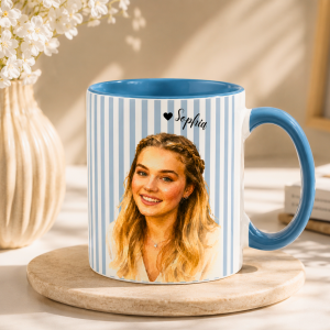 custom photo watercolor stripe mug your photo + name