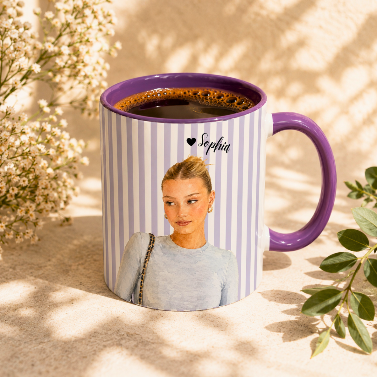 custom photo watercolor stripe mug your photo + name custom photo watercolor stripe mug your photo + name