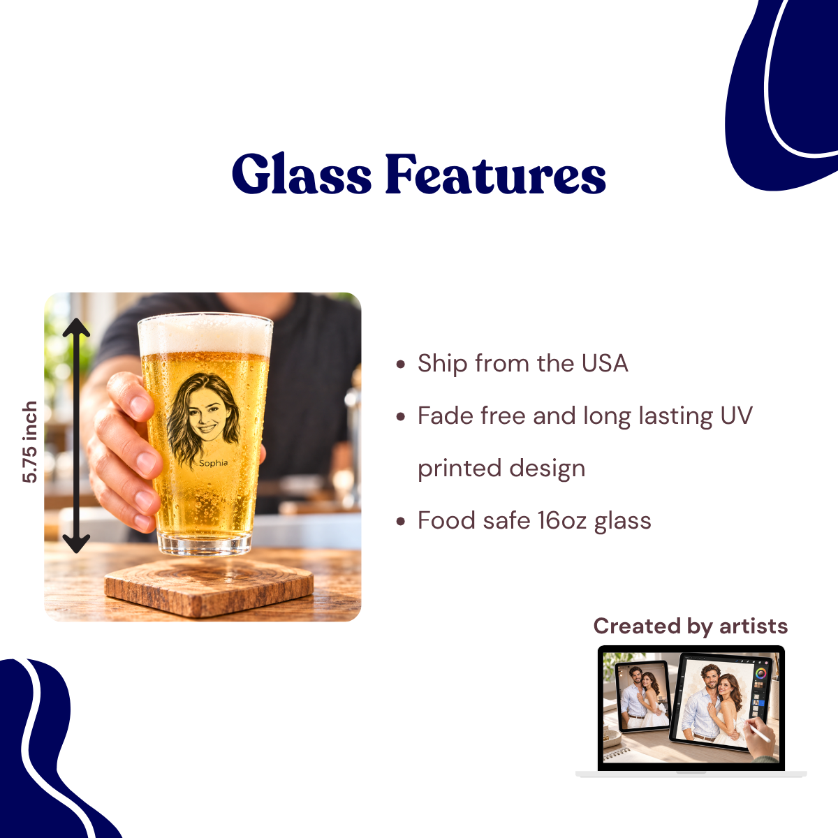 custom photo beer glasses using your photo + name custom photo beer glasses using your photo + name