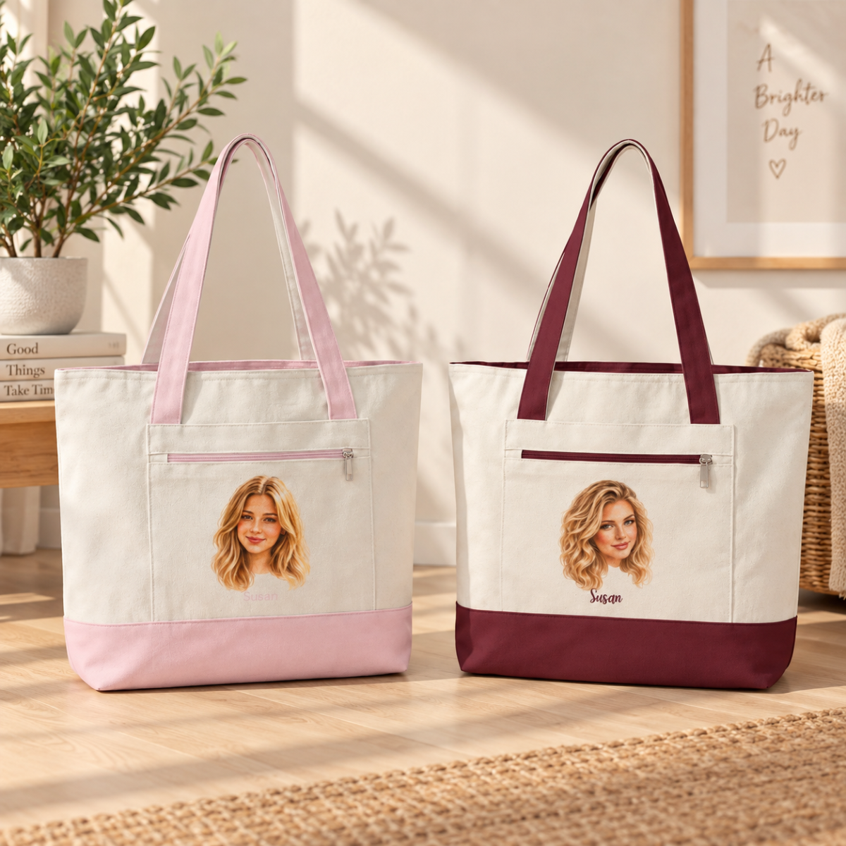 custom photo zippered tote bag using your photo + name custom photo zippered tote bag using your photo + name