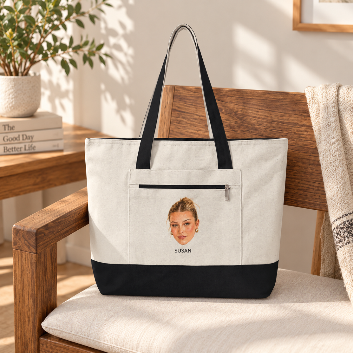 custom photo zippered tote bag using your photo + name custom photo zippered tote bag using your photo + name