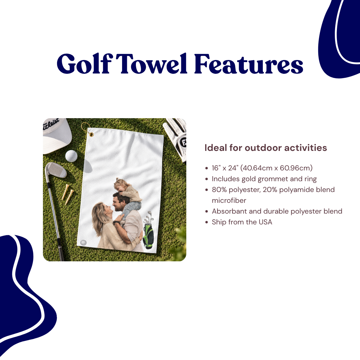 custom photo golf towel using your photo + name custom photo golf towel using your photo + name