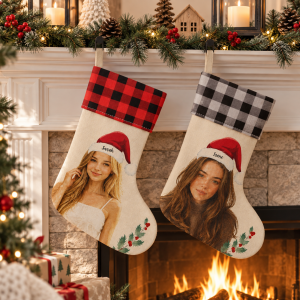 custom photo stocking christmas using your photo + name