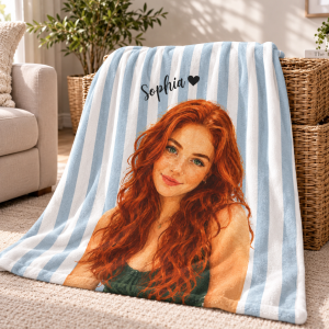 custom photo striped color blanket using your photo + name