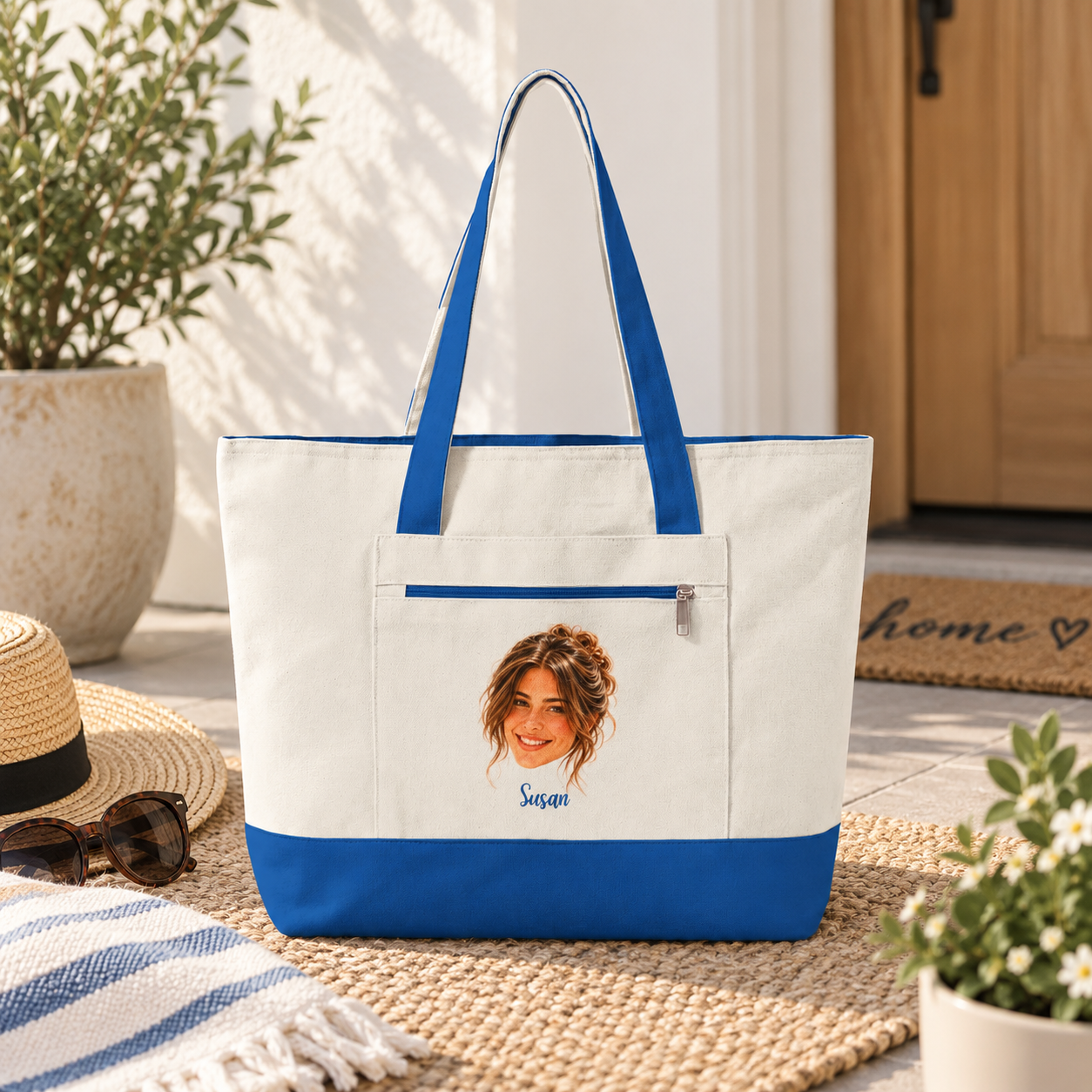 custom photo zippered tote bag using your photo + name custom photo zippered tote bag using your photo + name