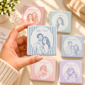 custom photo stripe porcelain magnet using your photo + name