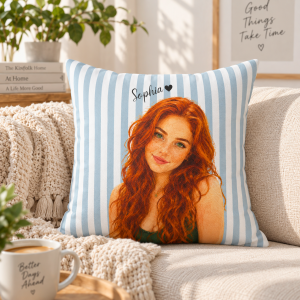 custom photo striped pillow using your photo + name