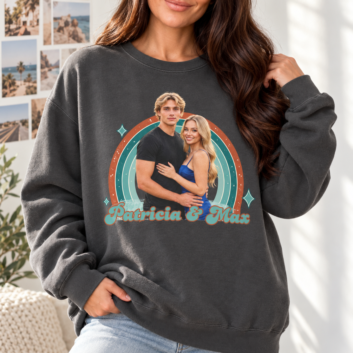 custom comfort colors vintage retro photo sweater using photo + name custom comfort colors vintage retro photo sweater using photo + name