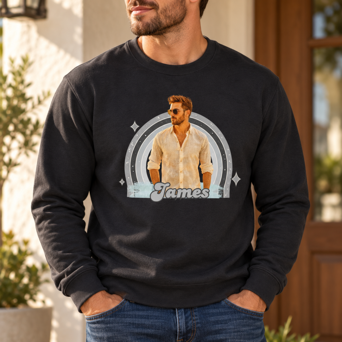 custom comfort colors vintage retro photo sweater using photo + name custom comfort colors vintage retro photo sweater using photo + name